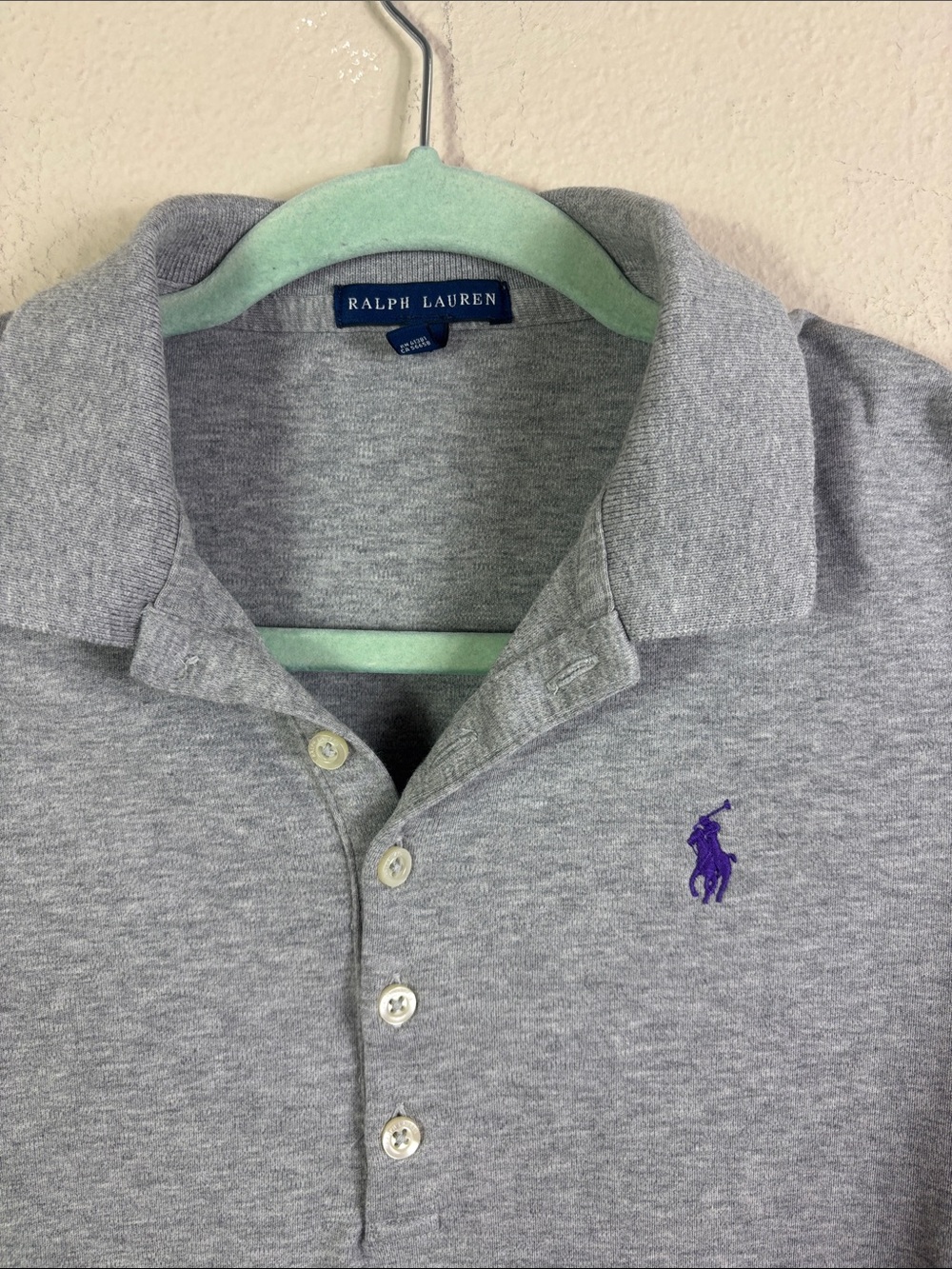 Ralph Lauren Partial Button Down Collared Mini Shirt Dress Grey size Medium - Picture 6 of 10